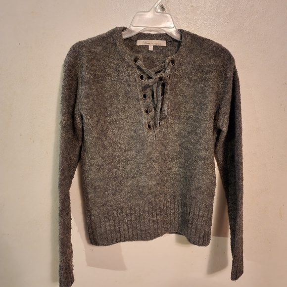 Lovers + Friends Wool Blend Gray Sweater Lace Up Front Womens Size S - Picture 1 of 10